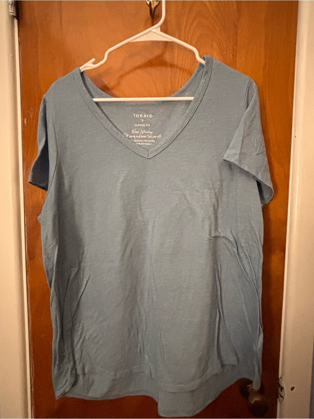 torrid Light Blue V-Neck Short Sleeve Tee
